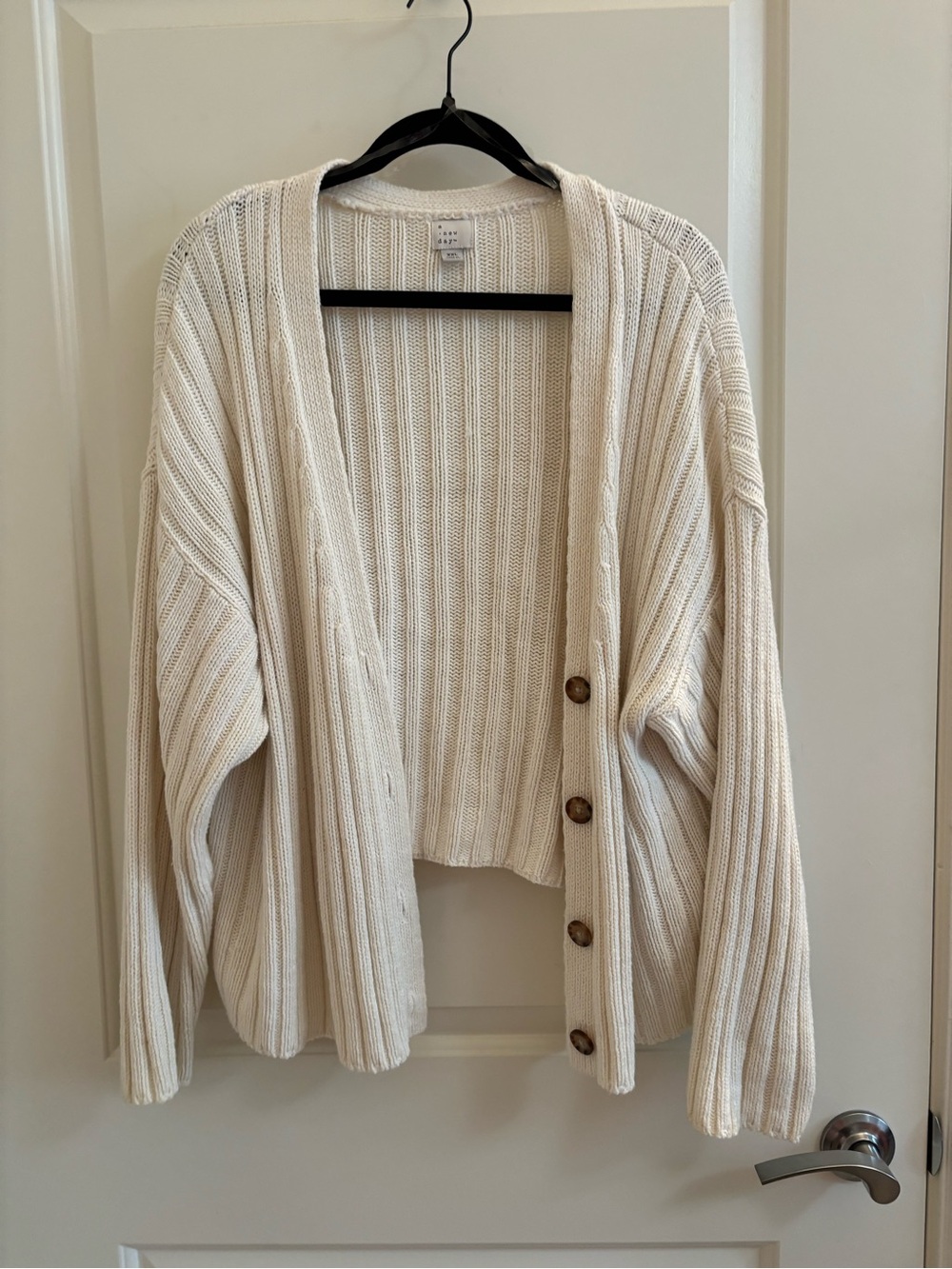 a new day Cream Ribbed Button-Down Cardigan
